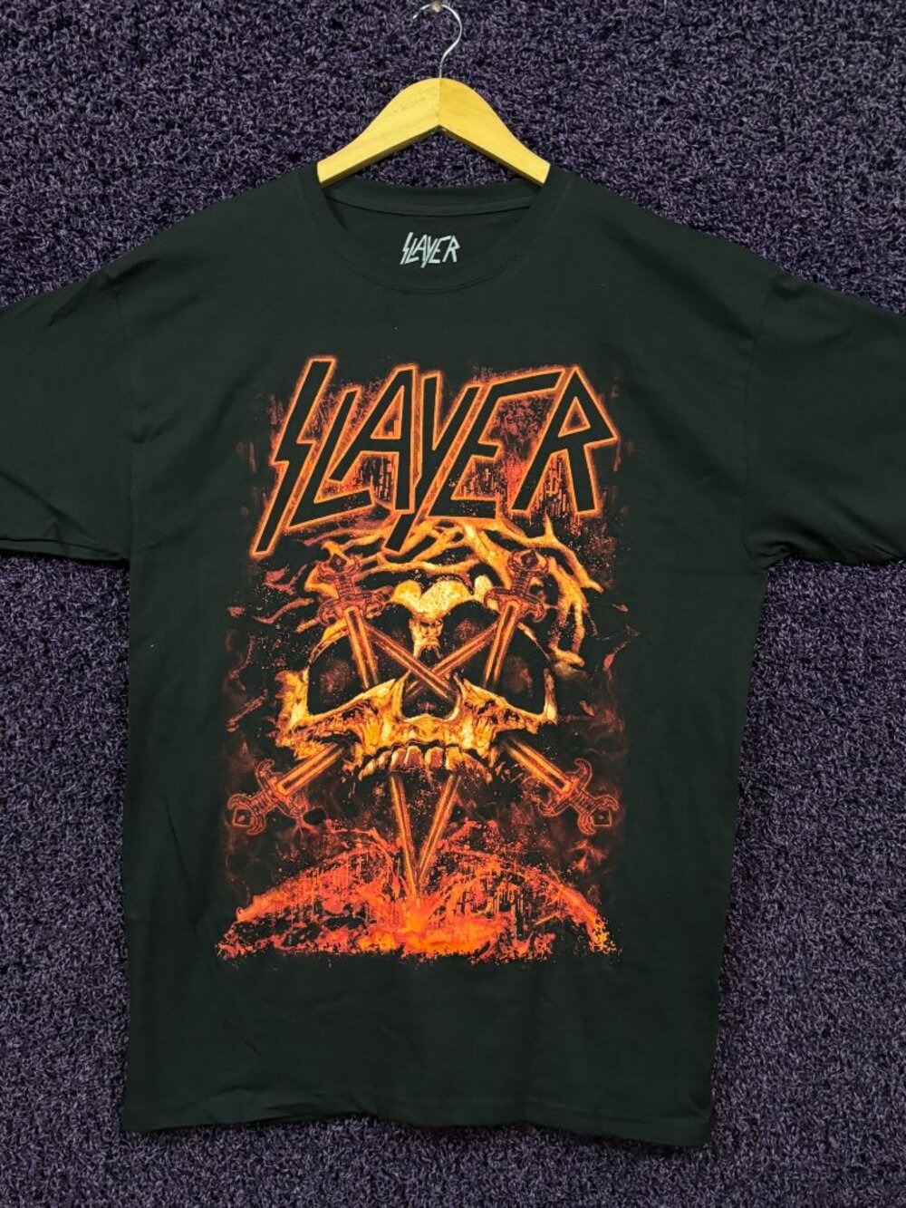 Slayer Hell Awaits Poster Magma Skull Heavy Metal T-Shirt L